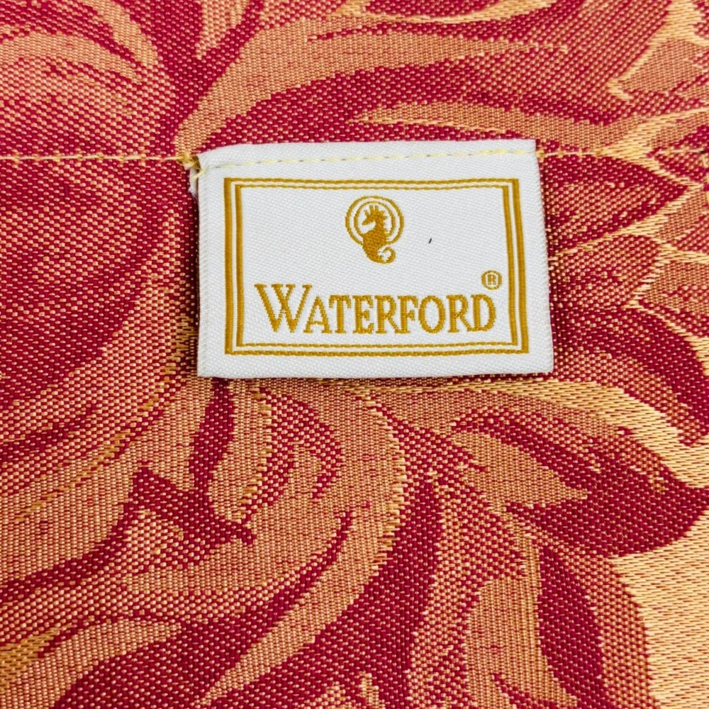 Waterford Floral Damask Placemat Set of 4 Gold Burgundy Jacquard Fabric 2004